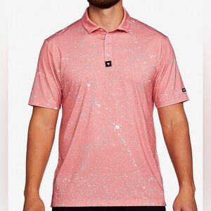 Bad Birdie Pink Paint Splatter 2 Sequel Performance Golf Polo Shirt Mens Medium